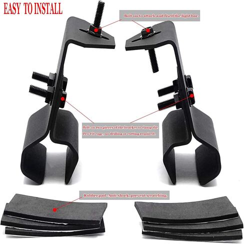 Upper Roof 50 Inch Curved Straight Light Bar Windshield Pro-fit Cage Mounting Brackets for Polaris Ranger 500 570 900 1000 Crew EV XP, No Need Drilling in Saudi Arabia