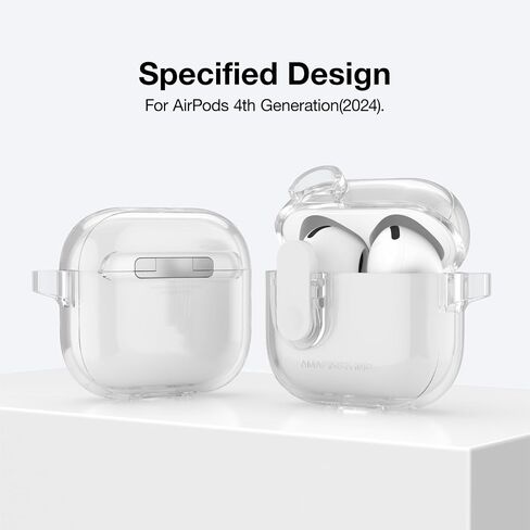 Transparent Case for AirPods 4, Anti Yellowing TPU Compatible with AirPods 4 Case Cover with Secure Switch Closure, Metal Carabiner Included, Clear Blue in Saudi Arabia