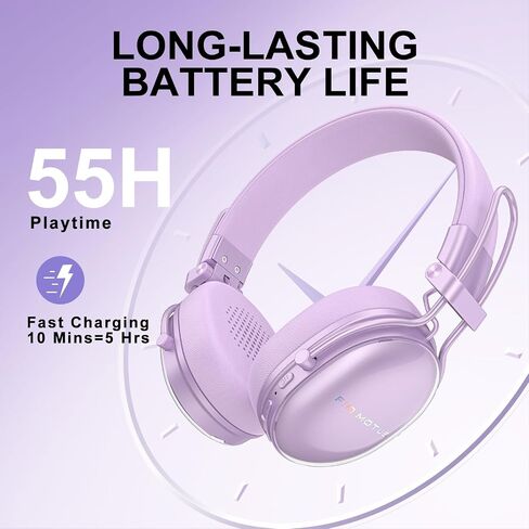 Wireless Bluetooth On-Ear Headphones:with Active Noise Cancellation - Hi Res Sound Up to 55H Battery Life, Lightweight, Comfortable, Foldable Design in Saudi Arabia
