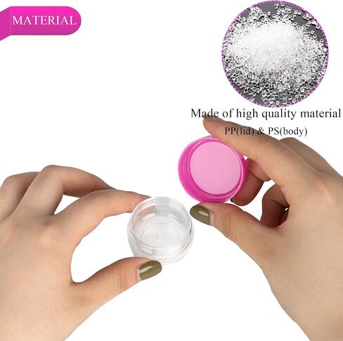 25PCS 10 Gram Sample Containers, 10ml Empty Jars with Lids, Small Cosmetic Containers, Mini Sample Jars with 2PCS Mini Spatulas for Make Up, Oils, Lotion, Powder, Paint, Jewelry, Lip Balms(Black Lid) in Kuwait