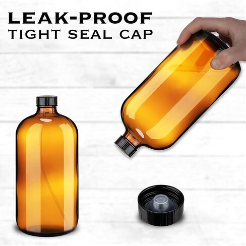 Large 32oz Amber Glass Spray Bottles with Funnel - Refillable Trigger Sprayer Containers for Oils, Cleaning Products, Plant Misting, Cooking, Hair, and Beauty. Includes 4 Bottles and 1 Funnel. in Saudi Arabia
