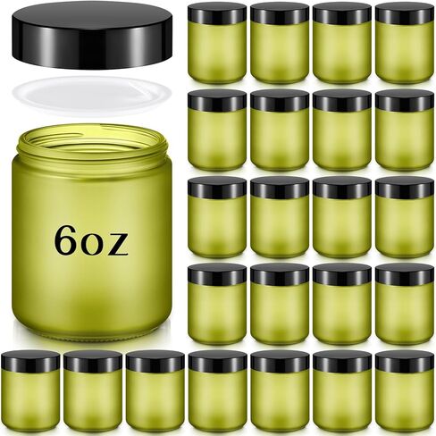 Domensi 24 Pcs 6oz Glass Jars with Lids Leakproof Round Airtight Empty Cosmetic Jars with Inner Liners Lid for Storing Lotions Spices Ointments Candle Making Food Storage (Amber) in Saudi Arabia