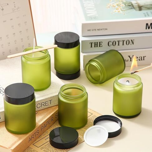 Domensi 24 Pcs 6oz Glass Jars with Lids Leakproof Round Airtight Empty Cosmetic Jars with Inner Liners Lid for Storing Lotions Spices Ointments Candle Making Food Storage (Amber) in Saudi Arabia