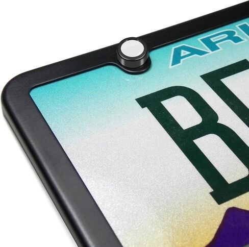 for Dodge Scat-Pack in Black Dome Logo on Black Two ABS Plastic License Plate Frame Screw Cover Set in Saudi Arabia
