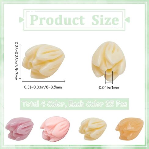 1 Box 100Pcs 4 Colors Acrylic Flower Beads Jasmine Flower Beads Coral Shell Dyed Synthetic 3d carved Cute Loose Beads Flowers for Jewelry Making Beading Supplies DIY Bracelet Necklace Earring in Saudi Arabia