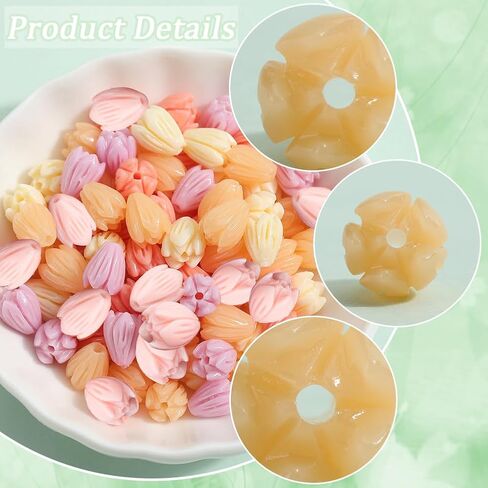 1 Box 100Pcs 4 Colors Acrylic Flower Beads Jasmine Flower Beads Coral Shell Dyed Synthetic 3d carved Cute Loose Beads Flowers for Jewelry Making Beading Supplies DIY Bracelet Necklace Earring in Saudi Arabia