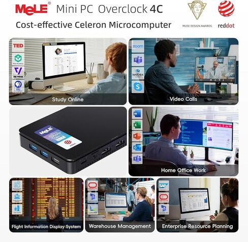 MELE REDDOT الفائز MINI PC Overclock3c N5095 (حتى 2.9 جيجا هرتز) ذاكرة الوصول العشوائي 16 جيجا بايت ، تخزين 512 جيجابايت ، كمبيوتر سطح المكتب المصغر ، شاشة ثلاثية الشاشة ، وظيفة كاملة USB-C في Office Education Home in Kuwait