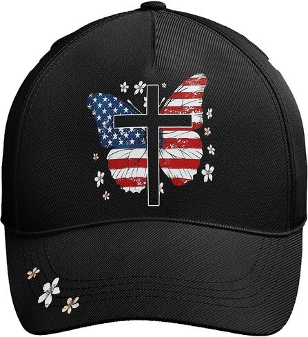 العلم الأمريكي مسيحيا سائق الشاحنة قبعة للرجال نساء ، قابلة للتعديل Snapback Cap Cap USA HAT HAT DEDITIONS in Kuwait