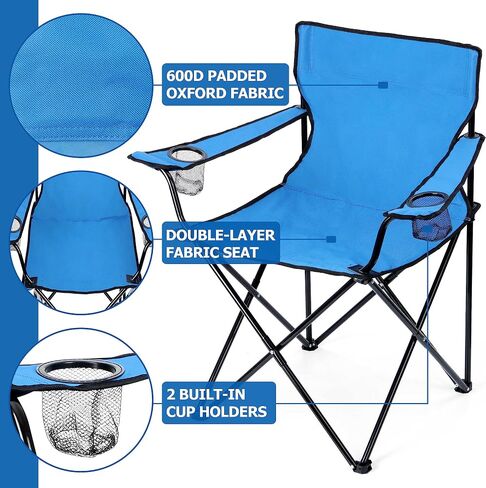 Leonyo Folding Camping Chairs, Portable Outdoor Lawn Chairs for Adults with Carrying Bag for Outside Fishing, Hiking & Festivals, Black in Saudi Arabia