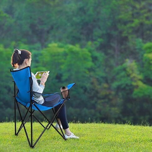 Leonyo Folding Camping Chairs, Portable Outdoor Lawn Chairs for Adults with Carrying Bag for Outside Fishing, Hiking & Festivals, Black in Saudi Arabia