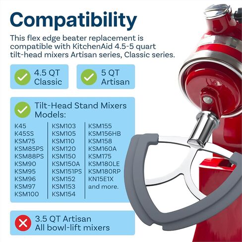 خطاف عجينة الفولاذ المقاوم للصدأ K45DH لـ Kitchenaid 4.5-5 خلاطات رأس الميل-مرفق ربط الخبز ، غسالة الصحون آمنة ، متوافقة مع الحرفيين والسلسلة الكلاسيكية-من قبل Mmobiel in Kuwait
