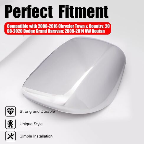 IKON MOTORSPORTS Chrome Side Mirror Covers, Compatible with 2008-2016 Chrysler Town & Country & 2008-2020 Dodge Grand Caravan & 2009-2014 VW Routan, Rear View Mirror Protector Cap 2 PCS in Saudi Arabia