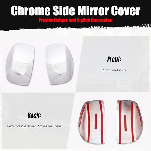IKON MOTORSPORTS Chrome Side Mirror Covers, Compatible with 2008-2016 Chrysler Town & Country & 2008-2020 Dodge Grand Caravan & 2009-2014 VW Routan, Rear View Mirror Protector Cap 2 PCS in Saudi Arabia