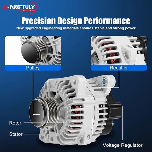 Alternator Fits for Hyundai Sonata 2010 2011 2012 2013, Kia Optima 2011-2013, 2.4L, 110Amp, High Output Alternator Replacement 11491, 15598, 208940, 2138539, 2606184B (All New) in Saudi Arabia
