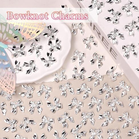 60 Pcs Alloy Bow Bowknot Charms, Silver and Gold Bow Tie Pendant Charms Bulk for Jewelry, Bowknot Pendants Earring Charms Necklace Bracelets DIY Crafts Supplies in Kuwait
