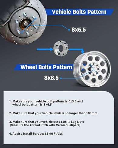 ECCPP 2PCS 6x5.5 to 8x6.5 Wheel Adapters Conversion 2"inch 6 Lug for Chevrolet Silverado 1500 1999-2023 || for Chevrolet Suburban 2015-2021(8x6.5 Wheels) in Saudi Arabia
