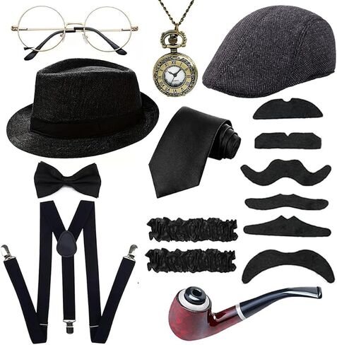 1920s Mens Costume Accessories Outfit Set Gangster Roaring 20s Costumes for Gatsby Party in Saudi Arabia