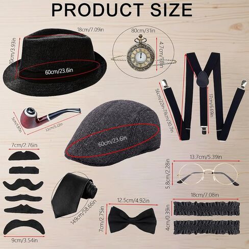 1920s Mens Costume Accessories Outfit Set Gangster Roaring 20s Costumes for Gatsby Party in Saudi Arabia