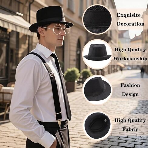 1920s Mens Costume Accessories Outfit Set Gangster Roaring 20s Costumes for Gatsby Party in Saudi Arabia