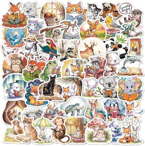 50PCS Holographic Book Stickers for Kindle,Glitter Summer Bookish Stickers Pack for Kids Teens Adults,Waterproof Vinyl Decals for Laptop Ebook Readers Water Bottles Journal Scrapbook in Kuwait