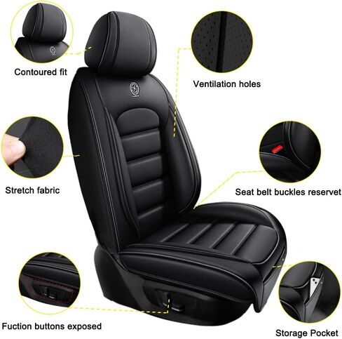 5 Seat Covers for RAM 3500 2012-2024,Premium Nappa Leather Car Seat Covers for Pickup Trucks,Waterproof Soft Seat Covers for Cars,Interior Accessories Airbag Compatible（Standard-Black&Coffee） in Saudi Arabia