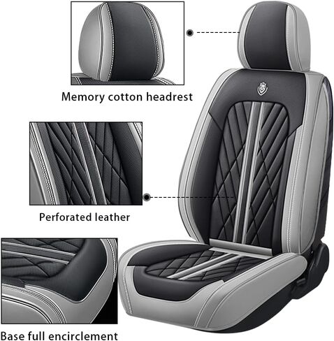 Car Seat Cover for 96% of GMC 2000-2024,2 Seats Nappa Leather Waterproof Anti-Slip Seat Covers,Airbag Compatible Easy to Install(Black red Stripe) in Saudi Arabia