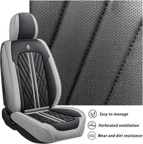 Car Seat Cover for 96% of GMC 2000-2024,2 Seats Nappa Leather Waterproof Anti-Slip Seat Covers,Airbag Compatible Easy to Install(Black red Stripe) in Saudi Arabia