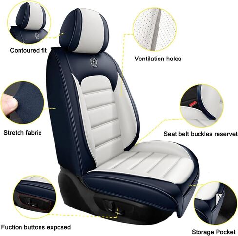 5 Seat Covers for RAM 1500 2012-2024,Premium Nappa Leather Car Seat Covers for Pickup Trucks,Waterproof Soft Seat Covers for Cars,Interior Accessories Airbag Compatible（Standard-Black&Coffee） in Kuwait