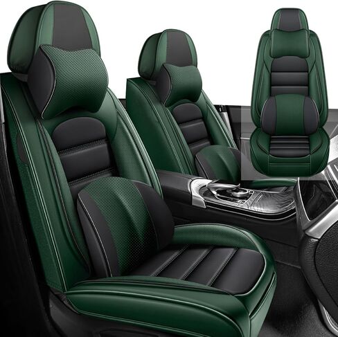 Car Seat Cover Fit for RAM Promaster City 2015-2024,Compatible Airbag Non-Slip Waterproof Seat Cover,Car Seat Protector Premium Interior (Luxury 2 Seats,Black Green) in Kuwait