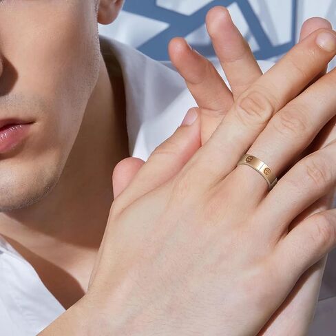 Love Rings, Stainless Steel Ring Couple Friendship Rings Cross fashion Rings Screw Design Promise Ring Wedding Mother's Day Jewelry for Women Men in Kuwait