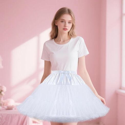 Women Petticoat Skirts Tulle Under Dress Crinoline Puffy Elastic Waist Boneless Underskirt in Kuwait