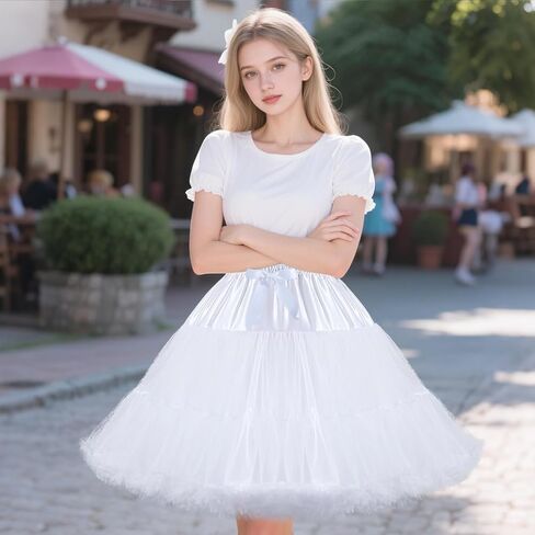 Women Petticoat Skirts Tulle Under Dress Crinoline Puffy Elastic Waist Boneless Underskirt in Kuwait