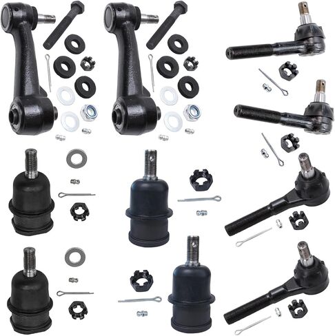 Detroit Axle - Front 10pc Sundension Kit for Dodge B150 B1500 B200 B250 B2500 B300 B350 B3500 RAM 1500 2500 3500 VAN ، 4 TIN ROD نهايات 4 مفاصل الكرة العلوية والسفلية 2 توجيه الأسلحة الأسلحة. in Saudi Arabia