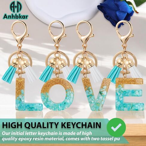 Initial Letter Keychain Cute Resin with 2 PU Tassel, Letter Keychain for Backpack Charms, Initial Keychains for Women in Kuwait
