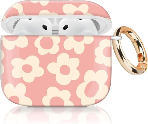 Cute Case Cover Compatible with AirPods 4th Generation 2024, Shockproof for Women & Girls with Golden Round Buckle – Protective, Anti-Drop Design(Cute Watercolor Flower) in Saudi Arabia