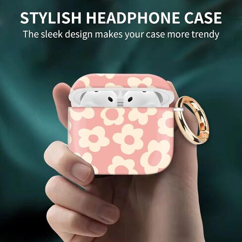 Cute Case Cover Compatible with AirPods 4th Generation 2024, Shockproof for Women & Girls with Golden Round Buckle – Protective, Anti-Drop Design(Cute Watercolor Flower) in Saudi Arabia