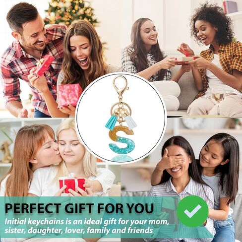 Initial Letter Keychain Cute Resin with 2 PU Tassel, Letter Keychain for Backpack Charms, Initial Keychains for Women in Kuwait