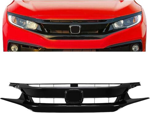 شواء الشبكة العلوية في Kuafu الأمامية متوافقة مع 2019-2021 Honda Civic Painted Black Glossy Black in Kuwait