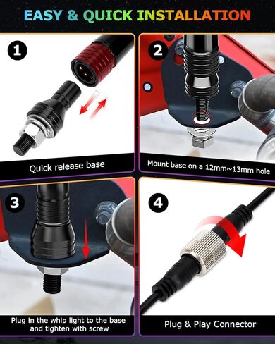 Autoommo 4ft RGB LED LED LIGHT (2 Pack) - 3x Ultra Wright W/Turn & Brake Sync ، Music Sync ، App/Remote ، 366 Modes - IP68 HOTERNA HOYNENA CHIPS W/6 Flags لـ UTV ATV SX RZR Can -Am in Kuwait