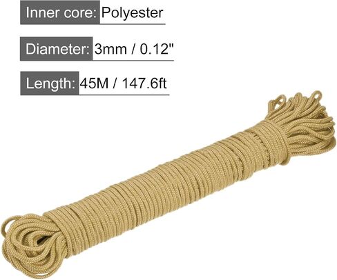 MECCANIXITY Polypropylene Rope Braid Cord 30M/98.4ft 1/8" Black for Indoor Outdoor Camping Clothes Line in Saudi Arabia
