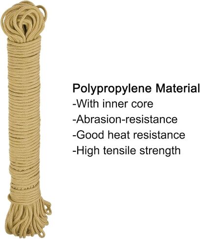 MECCANIXITY Polypropylene Rope Braid Cord 30M/98.4ft 1/8" Black for Indoor Outdoor Camping Clothes Line in Saudi Arabia