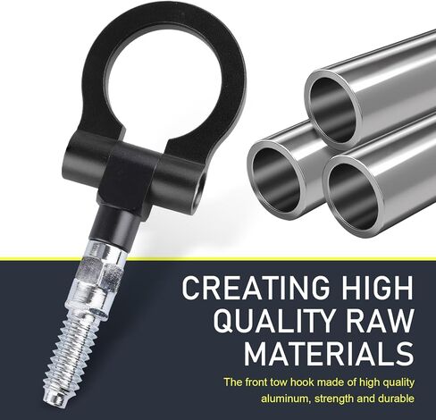 خطاف مقطورة المسمار الأمامي للسيارة ، حلقة سحب مركبة معدنية ، حلقة قابلة للطي مقطورة شديدة العمل ، متوافقة مع 1992-2012 BMW 3 Series E36 E46 E90 E91 E92 323 325 330 330 (Black) in Kuwait