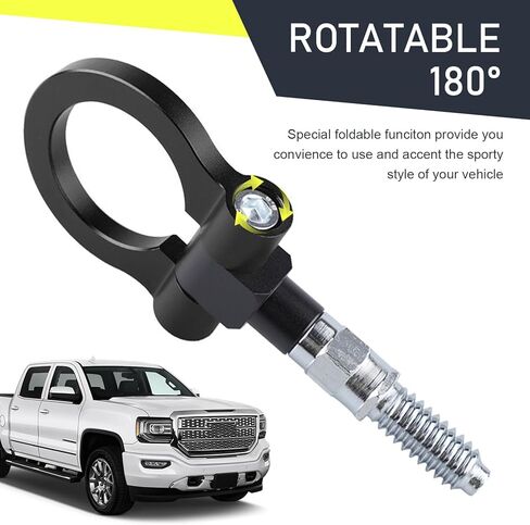 خطاف مقطورة المسمار الأمامي للسيارة ، حلقة سحب مركبة معدنية ، حلقة قابلة للطي مقطورة شديدة العمل ، متوافقة مع 1992-2012 BMW 3 Series E36 E46 E90 E91 E92 323 325 330 330 (Black) in Kuwait