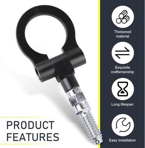 خطاف مقطورة المسمار الأمامي للسيارة ، حلقة سحب مركبة معدنية ، حلقة قابلة للطي مقطورة شديدة العمل ، متوافقة مع 1992-2012 BMW 3 Series E36 E46 E90 E91 E92 323 325 330 330 (Black) in Kuwait