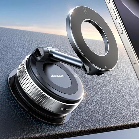 JOYROOM Magsafe Suction Cup Phone Mount, Vacuum Magnetic Phone Holder for Car, 360° Metal Strut Car Mount for iPhone 16 Pro Max Plus/iPhone 15 14 13 12 & Android Magsafe Case, Silver in Saudi Arabia