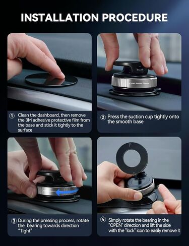 JOYROOM Magsafe Suction Cup Phone Mount, Vacuum Magnetic Phone Holder for Car, 360° Metal Strut Car Mount for iPhone 16 Pro Max Plus/iPhone 15 14 13 12 & Android Magsafe Case, Silver in Saudi Arabia