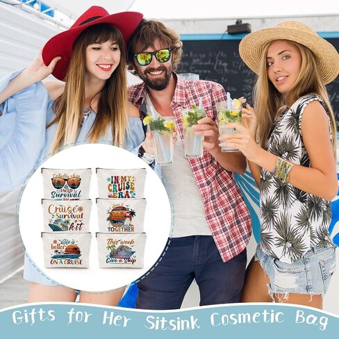 Cruise Essential Gifts for Women - 6 Pcs Waterproof Cruise Gift Exchange Ideas Cosmetic Bag, Life Is Better Cruise Gifts Alaska Cruise Essentials for Women, Cruise Essentials 2025 Women in Saudi Arabia