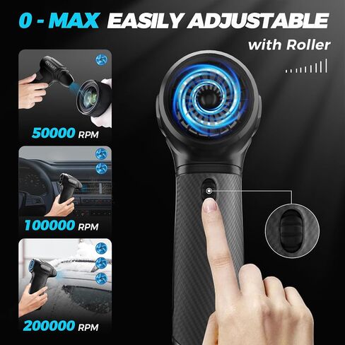 Compress Air Duster, 200000RPM Electric Air Duster with Brushless Motor, Roller Adjustment, Rechargeable Cordless Air Blower for Keyboard, PC, Car, Home Cleaning Kits (Yellow) in Saudi Arabia