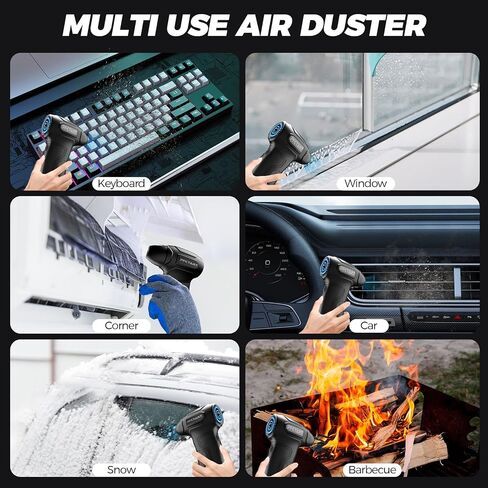 Compress Air Duster, 200000RPM Electric Air Duster with Brushless Motor, Roller Adjustment, Rechargeable Cordless Air Blower for Keyboard, PC, Car, Home Cleaning Kits (Yellow) in Saudi Arabia