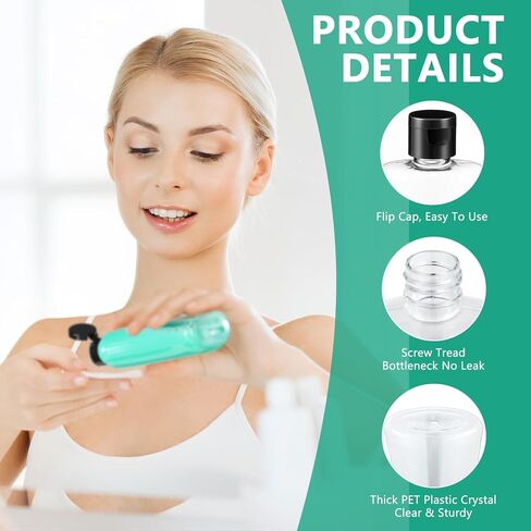 Domensi 50 Pcs 3.4 oz Travel Bottles with Flip Cap Clear Plastic Travel Size Containers Portable Leak Proof Squeeze Bottle Refillable Empty Cosmetic Containers for Liquid Shampoo Lotion in Saudi Arabia